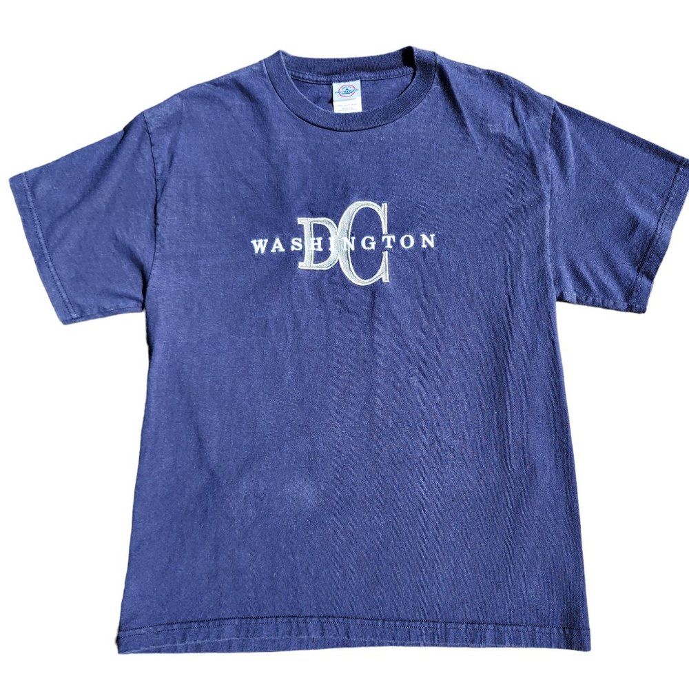 Vtg Washngton DC Embroidered T-Shirt Size Medium Navy Blue Delta Tag